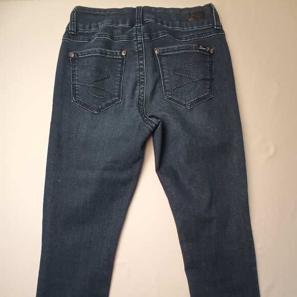 Seven7 Jeans Size 6 Tummyless Mid Rise Skinny Leg Dark Wash - Picture 2 of 10